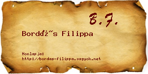 Bordás Filippa névjegykártya
